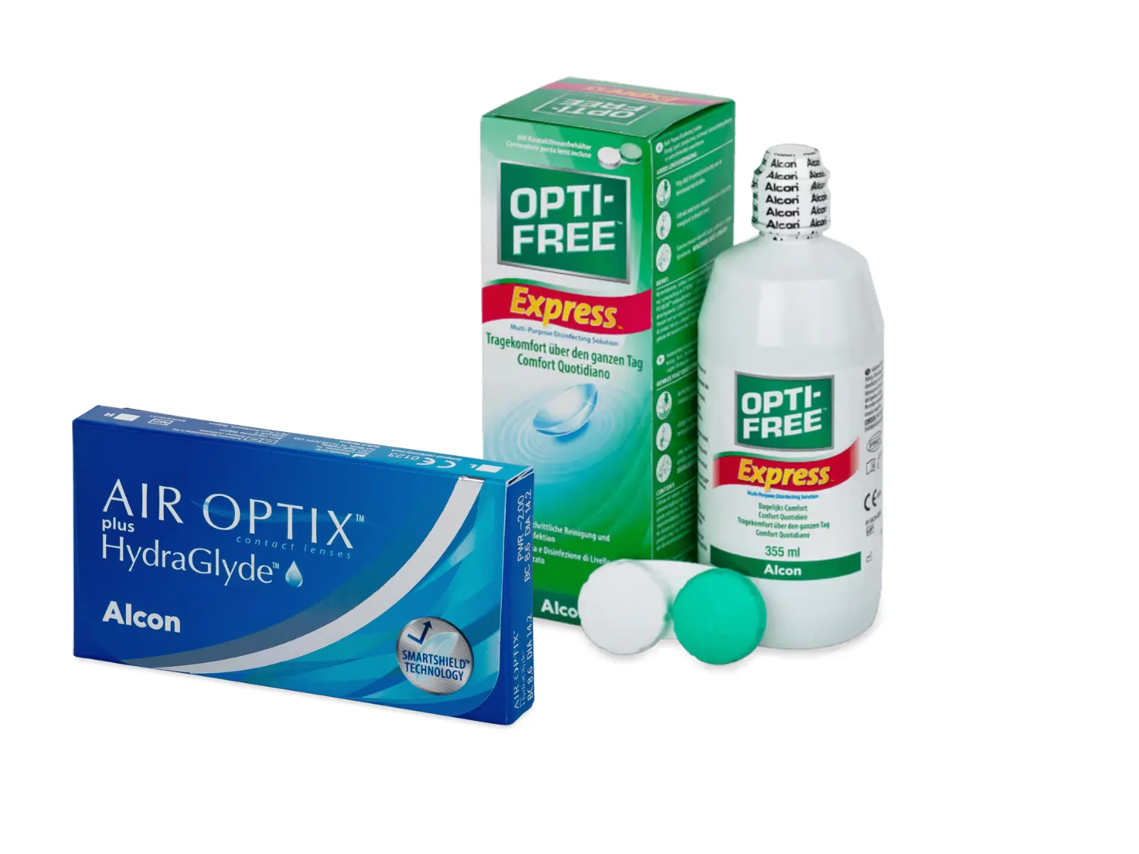 AirOptix Plus HydraGlyde (3 lenti) + OptiFree Express 355ml