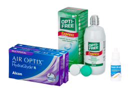 AirOptix Plus HydraGlyde Multifocal (2x3 lenti) + OptiFree Express 355ml + Clean Drops