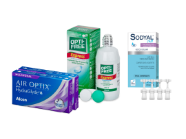 AirOptix Plus HydraGlyde Multifocal (2x3 lenti) + OptiFree Express 355ml + Sodyal 24H