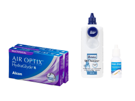 AirOptix Plus HydraGlyde Multifocal (2x3 lenti) + Sky Releasy 400 ml + Clean Drops