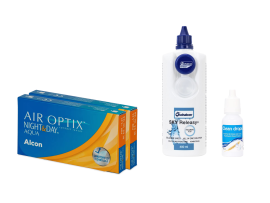 Air Optix Night&Day (2x3 lenti) + Sky Releasy 400 ml + Clean Drops