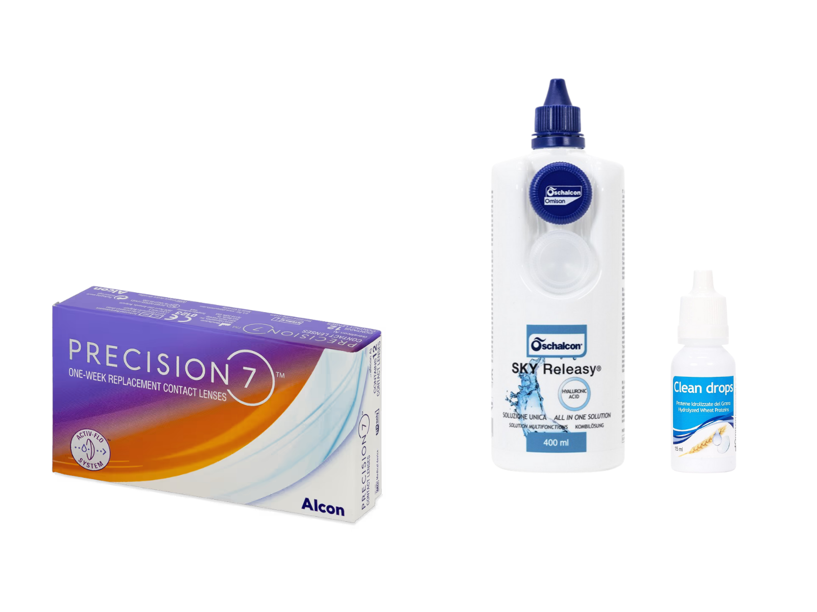 Precision7 Sferiche (12 lenti) + Sky Releasy 400 ml + Clean Drops