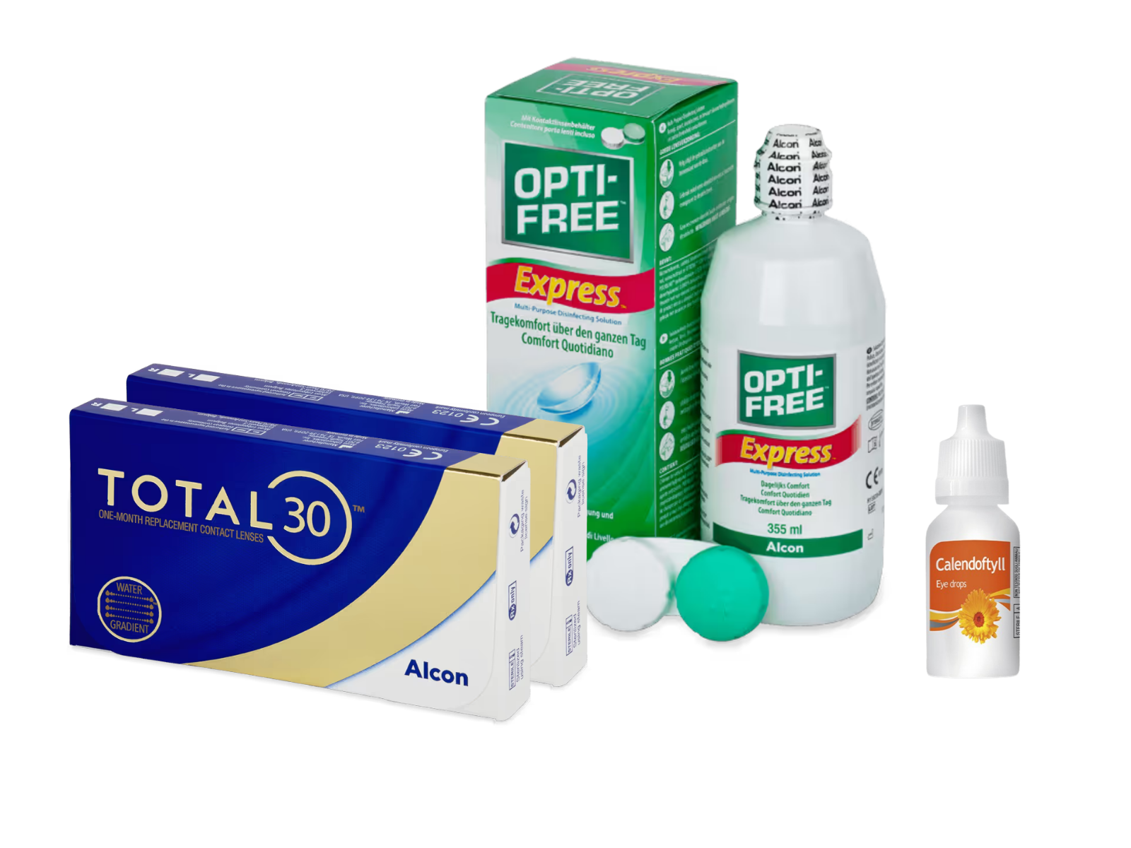 Total30 Sferiche (2x3 lenti) + OptiFree Express 355ml + Calendoftyll