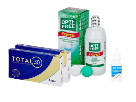 Total30 Sferiche (2x3 lenti) + OptiFree Express 355ml + Clean Drops