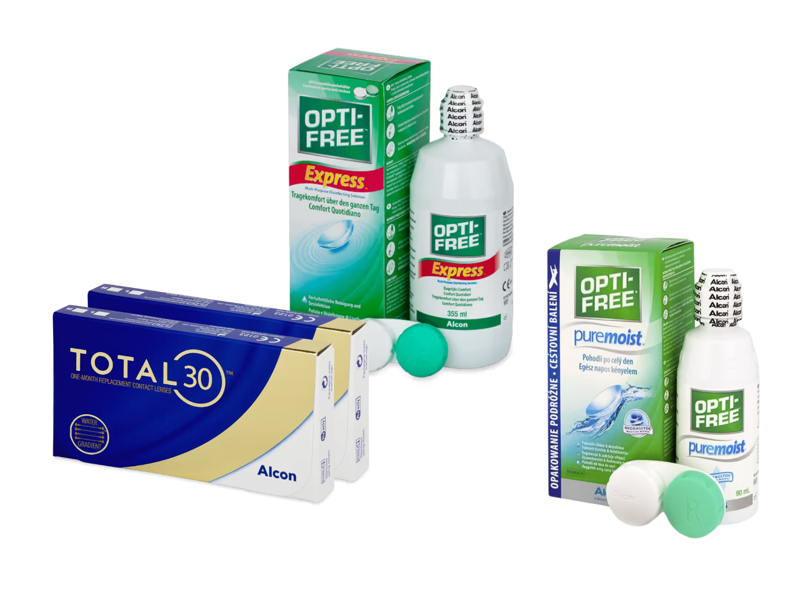 Total30 Sferiche (2x3 lenti) + OptiFree Express 355ml + OptiFree Puremoist
